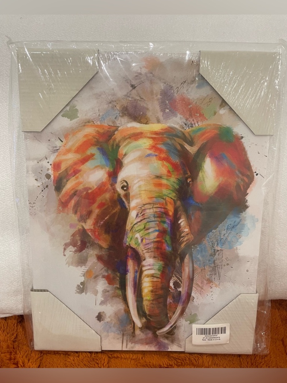 Colorful Elephant Canvas Wall Art - Bedroom, Bathroom, Living Room 11.5 X 15.25”